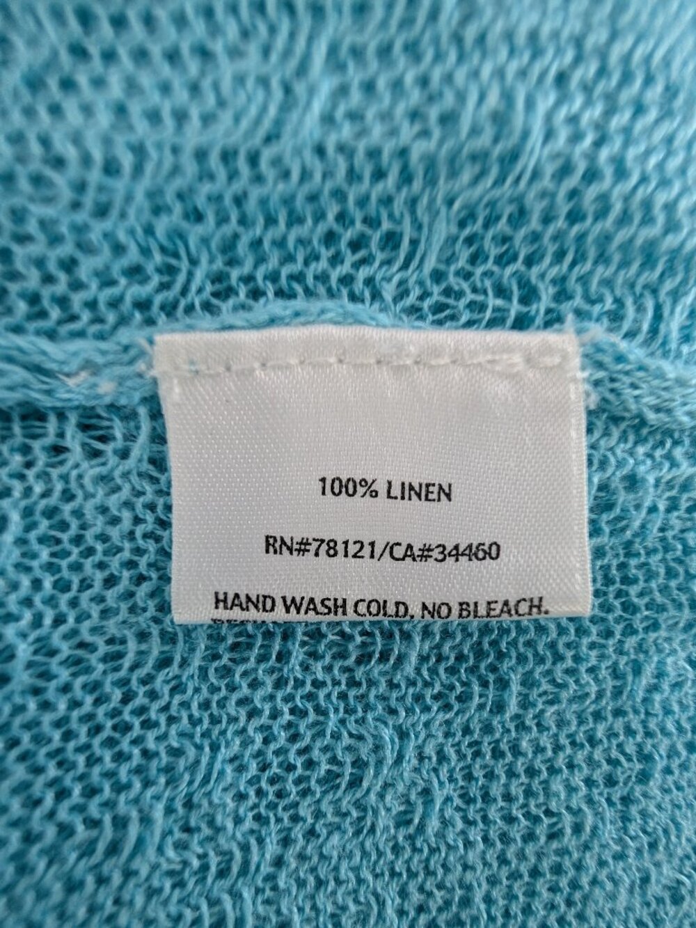 Eileen Fisher Linen Cardigan Sweater Womens Sz 2X Aqua Lightweight Long Sleeves - Picture 5 of 6